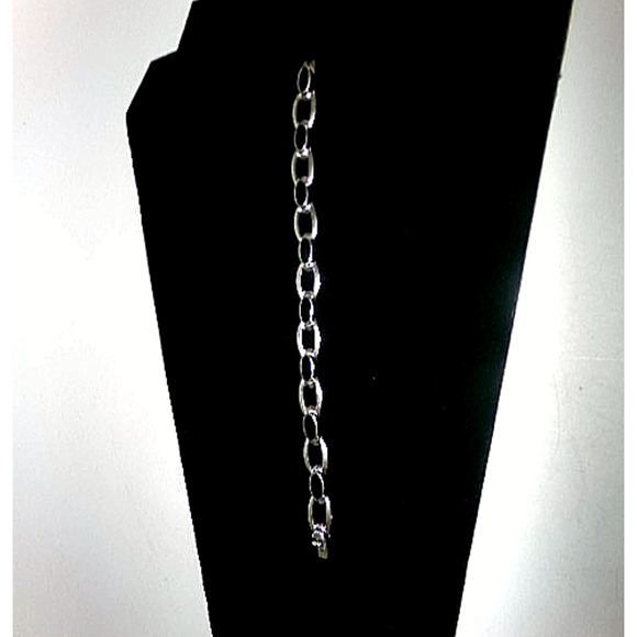 VINTAGE STERLING SILVER & ONYX BRACELET Oval Link Chain link clasp closure - Picture 15 of 16